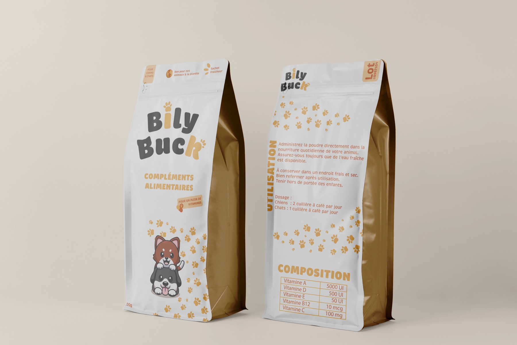 Bily Buck, packaging, recto et verso