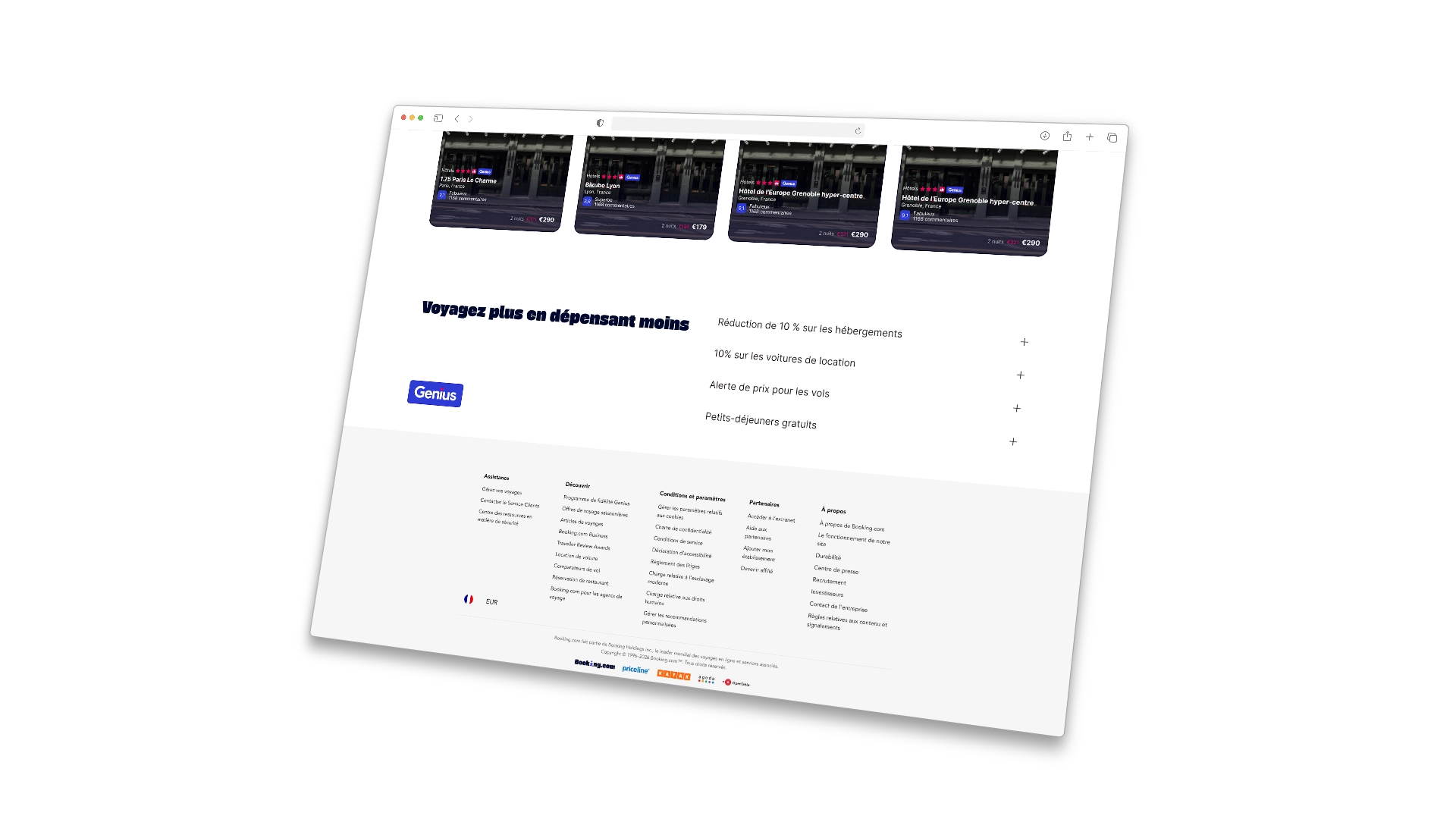Booking.com, footer
